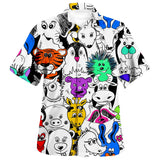 Summer Men's Hawaiian Shirts Psychedelic Mushroom Print Loose Short Sleeve Party Beach Shirts Mart Lion MOGU10 US SIZE XL 