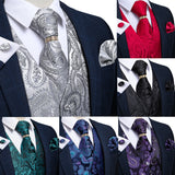 Men's Vest Tie Set Classic Wedding Paisley Black Gold Paisley Tuxedo Suit Vest Formal Dress Male