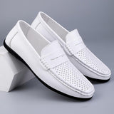 Leather Men's Breathable Driving Shoes Luxury Formal Men's Loafers Moccasins Lazy Flats Black Mart Lion   