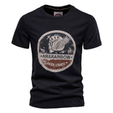 Printed T Shirt for Men's Casual O-neck Slim Fit Clothing Summer 100% Cotton Mart Lion Black Size M 50-55kg 