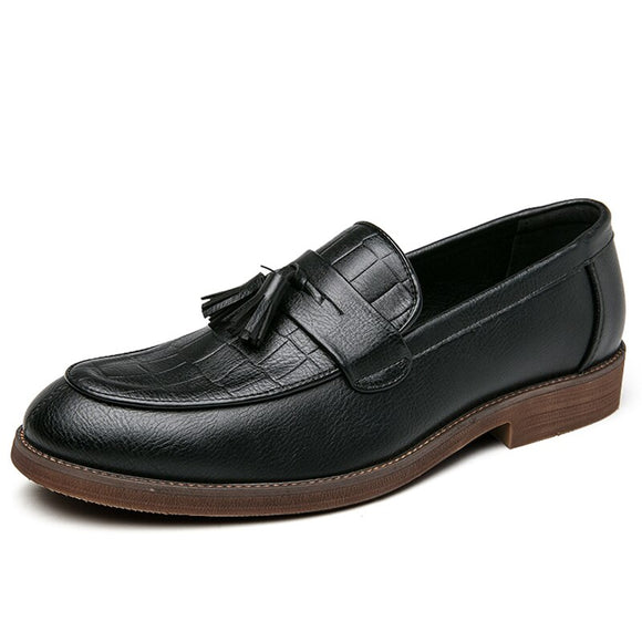 Slip On Men's Loafers Microfiber Leather Dress Shoes Formal Footwear Mart Lion Black 38 
