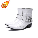 Autumn Austomized Serpentine Men's Boots Bar Party Personality Medium Tip Luxury Model Martins Singer Rivet Leather Mart Lion white 2 39 China