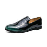 Loafers Men's Shoes Patent Leather Shiny Gradient Simple Slip-on Classic Casual Party Daily Dress Mart Lion Green 38 