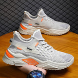 Sports Shoes Men's Fly Woven Mesh Breathable Lace-up Leisure Running Korean Students Cross-border Mart Lion 001 39 