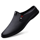 Men's Genuine Leather Slippers Loafers Outdoor Non-slip Casual Shoes Moccasins Slip on Flats Driving