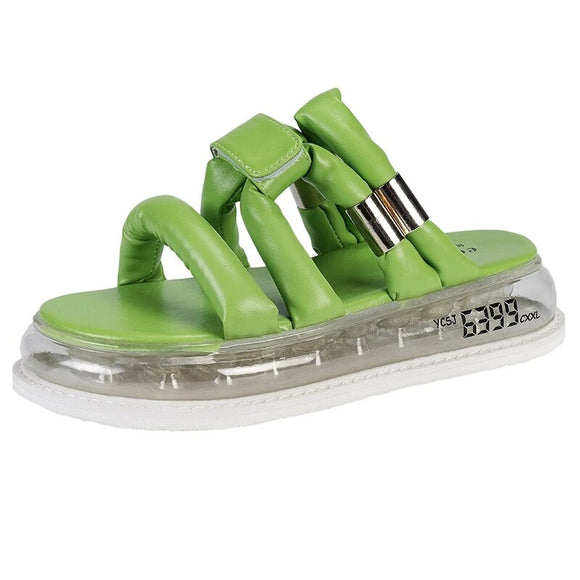 Women Flats Slippers Summer Sandals Green Slingback Flip Flops Rome Beach Causal Ladies Shoes Platform Slides Zapatos Mart Lion   