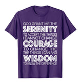 Serenity Prayer Alcoholics Anonymous 12 Step T-Shirt Cotton Men's Mart Lion Purple XS 