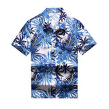 26 Colors Summer Men's Hawaiian Shirts Short Sleeve Button Coconut Tree Print Casual Beach Aloha Shirt Mart Lion 106 blue 3XL for 185CM 87KG 