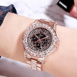 Casual Ladies Quartz Watch Rhinestone Women Rose Gold Wristwatch Feminino Reloj Mujer Mart Lion RoseBlack  