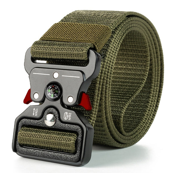 Genuine tactical belt quick release outdoor military belt soft real nylon sports accessories men's and women black belt Mart Lion Compass red green China 125CM