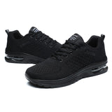 Men's Leather Walking Jogging Sneakers Running Sport Shoes Black Lightweight Athletic Trainers Breathable Mart Lion   