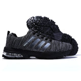 Running Shoes Breathable Men's Sneakers Fitness Air Shoes Cushion Outdoor Brand Sports Shoes Platform Flying Woven Lace-Up Shoes Mart Lion 8877 black gray 36 