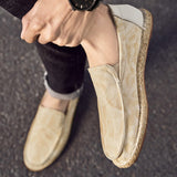Men's Espadrilles Summer Breathable Flats Slip on Shoes Loafers Canvas Fisherman Driving Footwear
