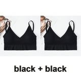 2Pcs Women Tank Crop Top Seamless Underwear Female Crop Tops Lingerie Intimates With Removable Padded Camisole Mart Lion black2 L China