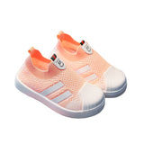 Girls Boys Casual Shoes Infant Toddler Baby Kids Non-slip Soft Bottom Stitching Color Sneakers Mart Lion orange 21 
