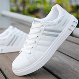 Men's Casual Shoes Lightweight Breathable White Shoes Flat Lace-Up Skateboarding Sneakers Travel Tenis Masculino Mart Lion   