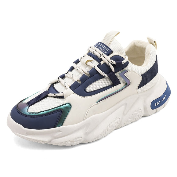 Fujeak Trendy Sports Shoes Men's Lightweight Running Breathable Casual Footwear Non-slip Sneakers Mart Lion white blue 39 