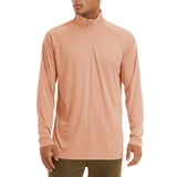 Men's Sun/Skin Protection Long Sleeve Shirts Anti-UV Outdoor Tops Golf Pullovers Summer Swimming Workout Zip Tee Mart Lion Apricot CN size XL (US L) CN