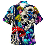 Summer Men's Hawaiian Shirts Psychedelic Mushroom Print Loose Short Sleeve Party Beach Shirts Mart Lion 1MOGU6 US SIZE XL 