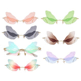 Butterfly Sunglasses Rimless Dragonfly Wing Women Vintage Clear Ocean Lens Eyewear Men Pink Shades UV400 Mart Lion   