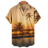 Men's Coconut Tree 3D Printing Shirts Casual Hawaiian Loose Shirts Short Sleeve Shirts Summer Beach Loose Tops Mart Lion ZM-1612 M 