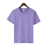 100% Cotton T Shirt Women Summer Casual Basic Loose Tshirt Korean Oversized Solid Tees Chic O Neck Female Tops Mart Lion Lavender S 