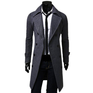 Trench Coat Men Autumn Jacket Self-Cultivation Solid Color Double-Breasted Jacket Mart Lion   