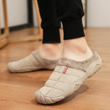 Men's Slippers Home Winter Indoor Warm Shoes Thick Bottom Plush Waterproof Leather House Slippers Cotton Mart Lion   