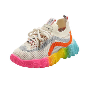  Kids Colored Sole Sports Shoes Air Mesh Breathable Children Casual Running Sneakers Soft for Boys Girls Kids Mart Lion - Mart Lion