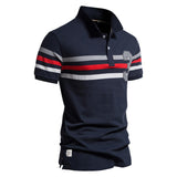 Cotton Men's Polo Shirts Casual Striped Short Sleeve Summer Clothing Mart Lion   