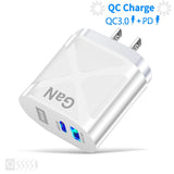 65W GaN Charger Type C PD USB Chargers For Tablet Laptop Fast Charger Quick Charge 4.0 Korean Plugs Adapter For iPhone Samsung Mart Lion US White  