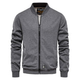 Solid Color Men's Sweatshirts Cotton Zip Baseball Collar Slim Fit Coats Autumn Cardigan Mart Lion   