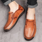 Men Handmade Shoes Genuine Leather Casual Outdoor Soft Homme Classic Ankle Non-slip Flats Trend Mart Lion   