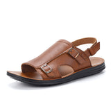 Men's Sandals Summer Premium Leather Lightweight Breathable Beach Designer Sandals Mart Lion S203RedBrown 40 