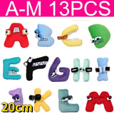 13pcs/set English Letters Alphabet Lore Plush Anime Doll Kawaii Stuffed Toys Kids Enlightenment Montessori Mart Lion A-M 13pcs 20CM  