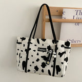 Canvas Bags For Women Trendy Large-Capacity Shoulder Handbags Graffiti Tote Bag Mart Lion Cow pattern panda  