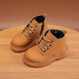 Autumn Winter Boots for Kids Leather Shoes Thicken Warm Girl Snow Cotton Boy Sneakers Mart Lion CN 21 insole 13cm STP070 Yellow Thin 