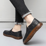 Genuine Leather Handmade Oxford Sole Shoes Men Casual Luxury Brand Loafers Breathable Black Driving Mart Lion   