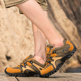 Hiking Shoes Men's Summer Waterproof Breathable Yellow Elastic Leather Walking Tour Beach Rock Outdoor Men's Climbing Trekking Mart Lion   