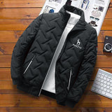 Men's Winter Jacket Coat Quilted With Thick Warm Pilot Winter Zipper Recreational Grid Vertical Zipper Mart Lion Black M 