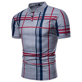 Men's Plaid Polo Shirt Summer Luxury Breathable Classic Casual Tops Short Sleeves Tee Shirt Brands Jerseys Camisa Masculina Mart Lion Grey M 
