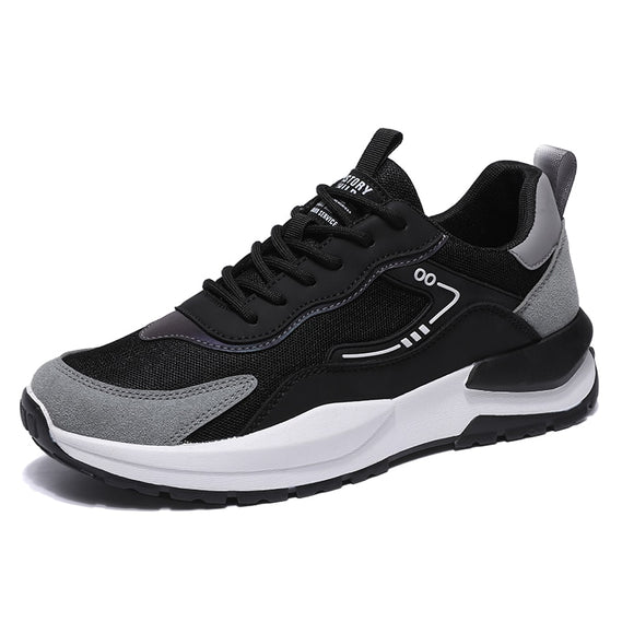 Breathable Men's Sport Sneakers Adults Trainers Athletic Outdoor Walking Fitness PU Casual Shoes Zapatillas Hombre Mart Lion Black 39 