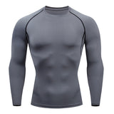 Compression Running Shirts Men's Dry Fit Fitness Gym Men Rashguard T-shirts Football Workout Bodybuilding Stretchy Clothing Mart Lion Gray S 