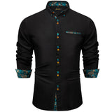 Brown Solid Casual Shirts Men's Blue Paisley Color Contrast Dress Shirt Designer Men's Clothing Mart Lion CY-2252 S 