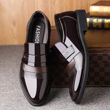 Patent Leather Men Dress Shoes Slip-on For Business Basic Classic Men Formal Shoes British - MartLion