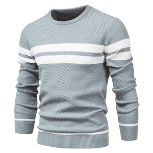 Autumn Pullover Men's Sweater O-neck Patchwork Long Sleeve Warm Slim Casual Sweater Clothing Mart Lion   