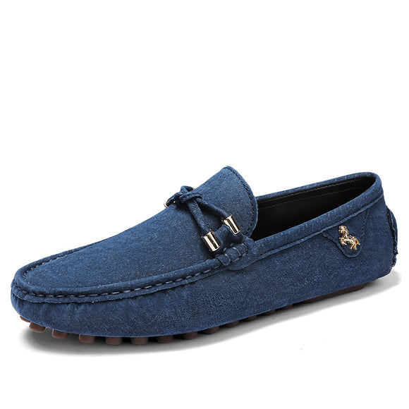 Loafers Men's Casual Shoes Suede Luxury Moccasin Loafers Flats British Style Driving Mart Lion blue 38 