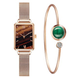 Women Wristwatches Full Stainless Steel Square Ladies Quartz Watch Bracelet Set Mart Lion C10 China 