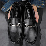 Leisure Genuine Leather Men Casual Peas Shoes Luxury Brand Handmade Loafers Breathable Slip on Black Lightweight Driving Mart Lion   