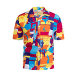 Men's Short Sleeve Hawaiian Shirt Colorful Print Casual Beach Hawaiian Shirt Mart Lion 02 orange Asian size 2XL 